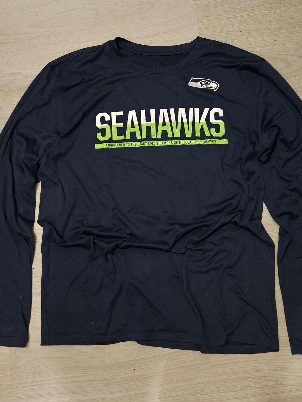 NFL Navy Long-Sleeve Seahawks Graphic Tee with Lime Accent